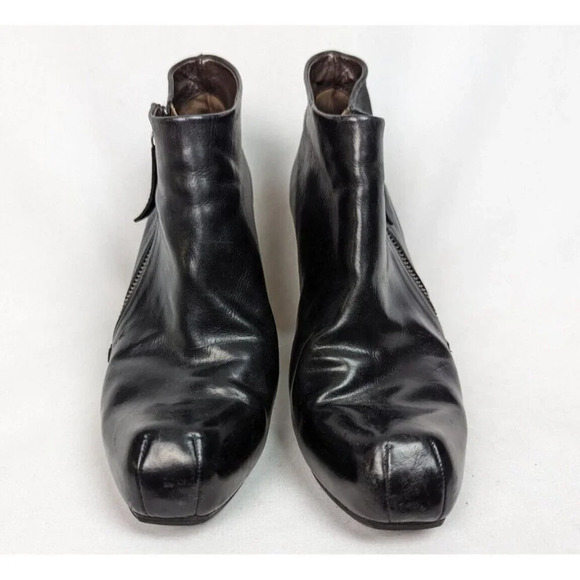 COCLICO LUCILLE BOOTIES sz. 38/7.5-8 Black Leather Wood Heel Ankle Boots Zip Up - Picture 4 of 16